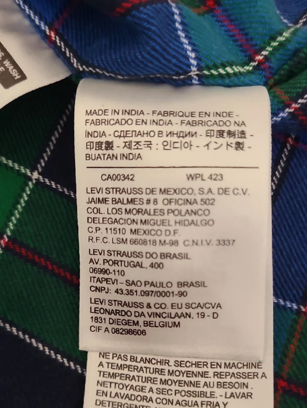 Levi's‎ Green & Blue Plaid Modern Fit Long Sleeve Western Pearl Snap Shirt - XL